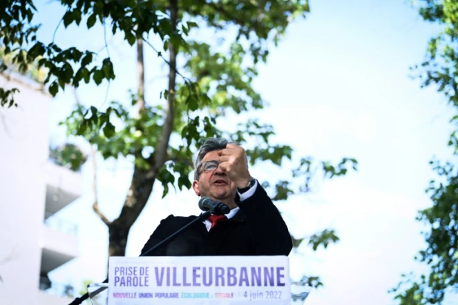 Jean-Luc Mélenchon en campagne pour les candidats de la Nupes le 4 juin 2022 à Villeurbanne