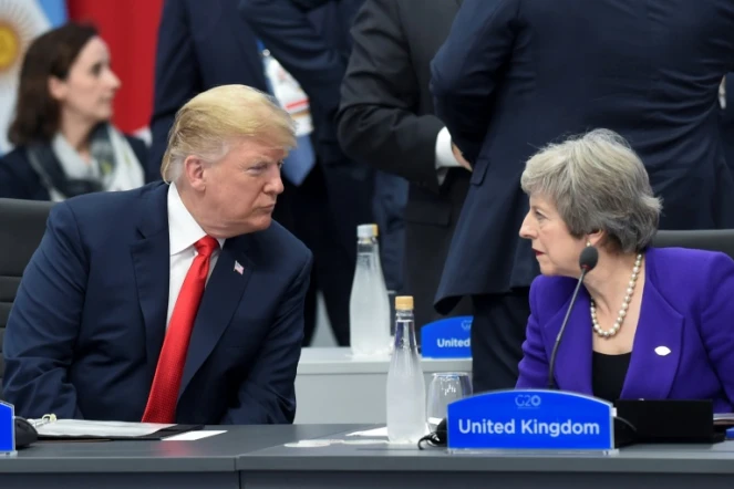 Le président américain Donald Trump et la dirigeante britannique Theresa May lors d'un sommet du G20 à Buenos Aires en novembre 2018