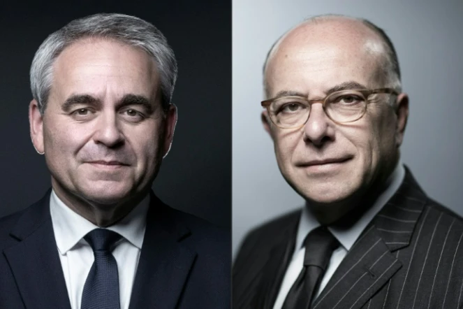 Le président des Hauts-de-France Xavier Bertrand (G) le 1er juillet 2020, et l'ex-Premier ministre Bernard Cazeneuve (D) le 25 juin 2018