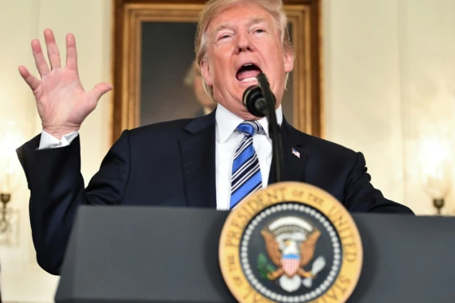 Le président Donald Trump lors d'une conférence de presse à la Maison Blanche le 23 mars 2018