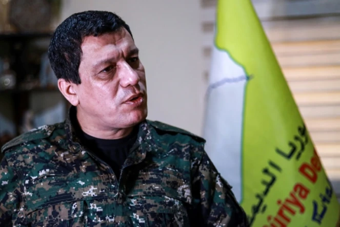 Mazloum Kobani, commandant en chef des Forces démocratiques syriennes lors d'un entretien exclusif avec l'AFP près de Hassaké dans le nord de la Syrie, le 24 janvier 2019