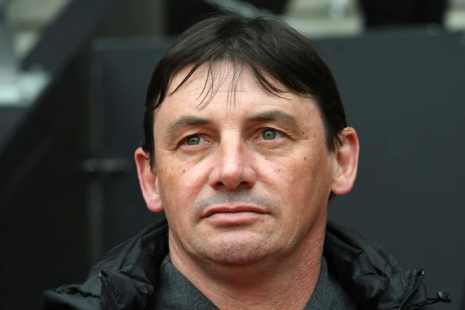 Mickaël Debève, alors entraîneur de Toulouse, lors du match de Ligue 1 à Rennes, le 29 avril 2018  