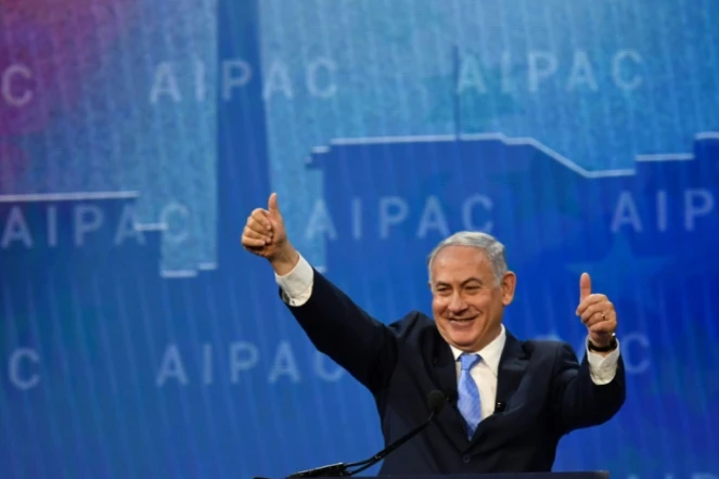 Benjamin Netanyahu devant l'Aipac à Washington, le 6 mars 2018