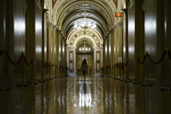 Un couloir quasi désert du Capitole le 21 janvier 