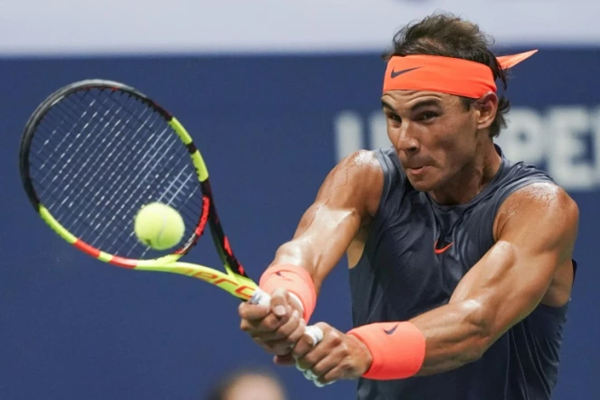 L'Espagnol Rafael Nadal face à l'Autrichien Dominique Thiem en quarts de finale de l'US Open, le 4 septembre 2018 à New York