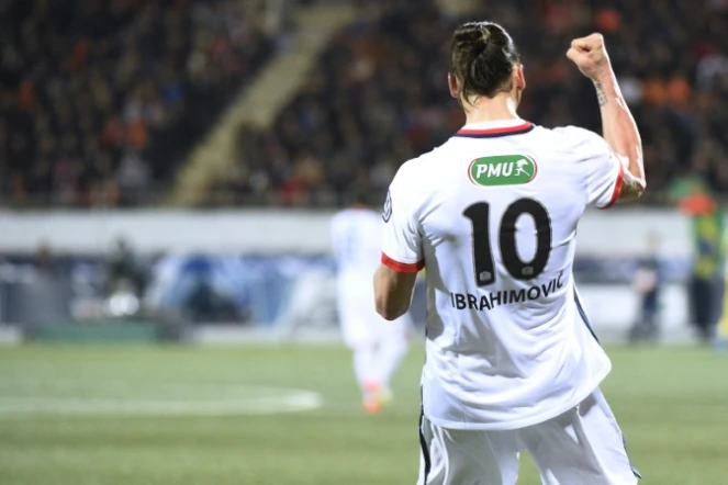 L'attaquant du PSG Zlatan Ibrahimovic auteur du but face à Lorient en demi-finale de la Coupe de France, le 19 avril 2016