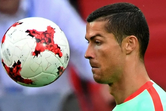 L'attaquant portugais Cristiano Ronaldo à l'entraînement le 20 juin 2017 à Moscou