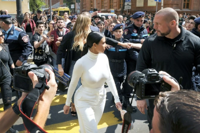Kim Kardashian en visite en Arménie à Erevan, le 12 avril 2015