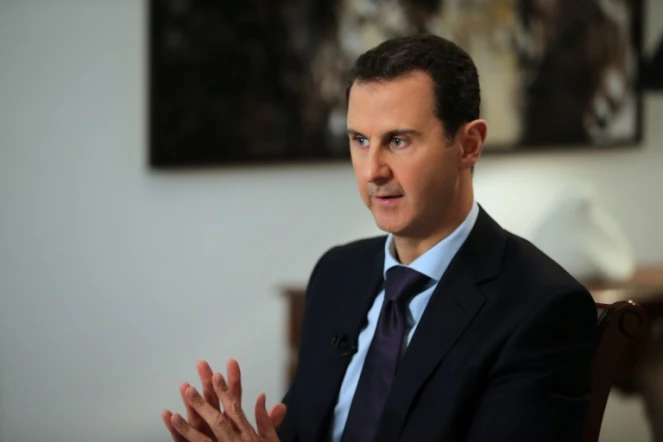 Le président syrien Bachar al-Assad, le 11 février 2016 à Damas lors d'une interview exclusive avec l'AFP