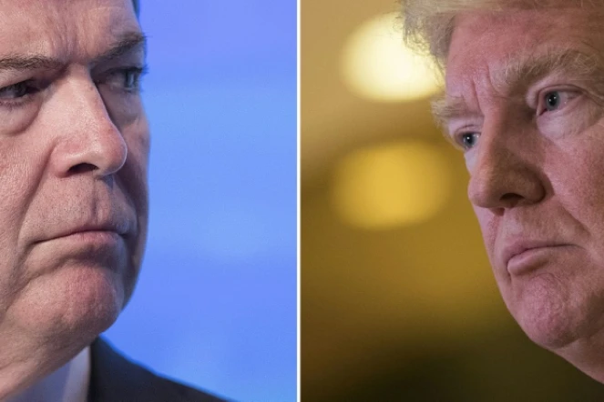 Photo-montage montrant le président américain Donald Trump (d) et l'ex-directeur du FBI James Comey 