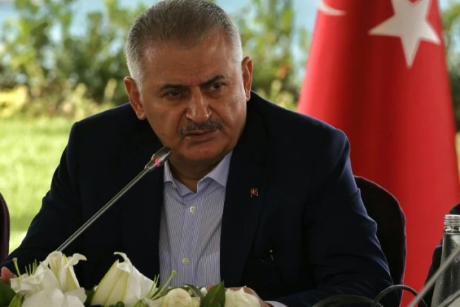Le Premier ministre turc Binali Yildirim lors d'une conférence de presse à Istanbul, le 20 août 2016. Photo distribuée par son service de presse
