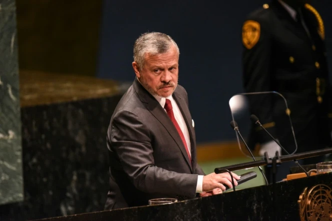 Le roi Abdallah de Jordanie à la tribune de l'Assemblée générale des Nations unies, le 24 septembre 2019