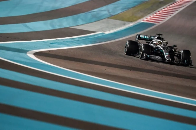 La  Mercredes de Lewis Hamilton, champion du monde 2019 et vainqueur du dernier GP de la saison à Abou Dahbi, le 1er décembre 