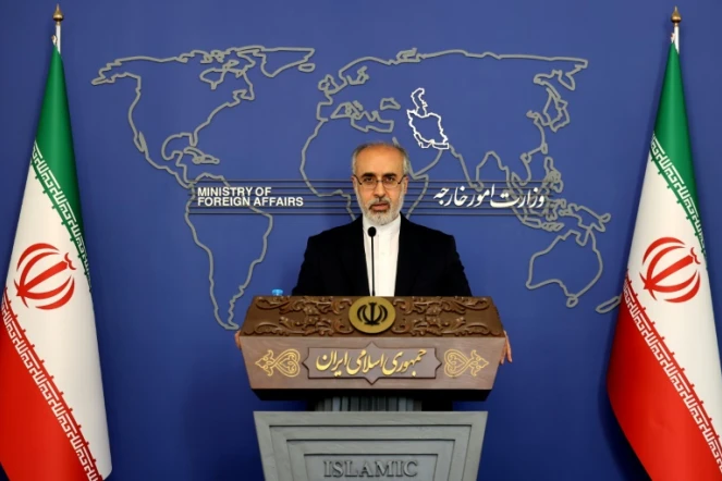 Nasser Kanani, porte-parole du ministère iranien des Affaires étrangères, lors d'une conférence de presse, le 13 juillet 2022 à Téhéran
