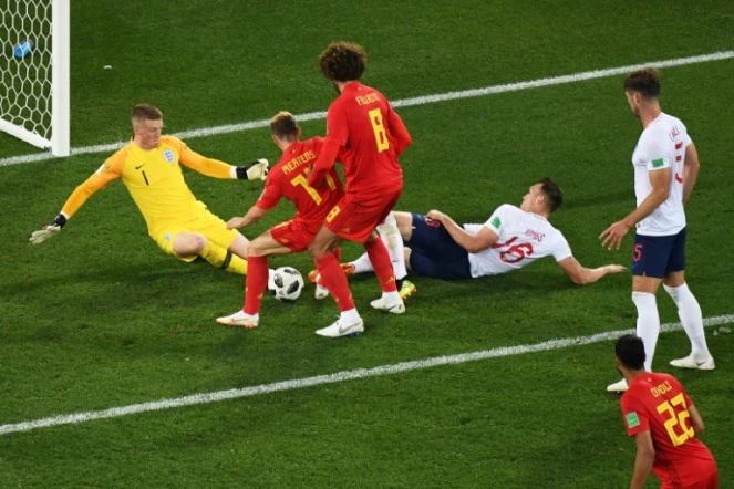Attaque belge et situation chaude devant le but anglais, le 28 juin 2018 à Kaliningrad  