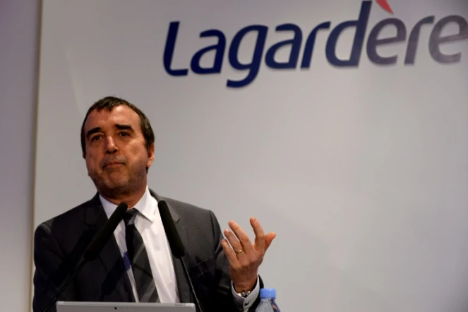 Arnaud Lagardère annonce les résultats 2016 de son groupe, le 8 mars 2017 à Paris