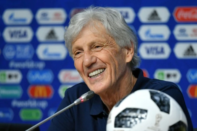Le sélectionneur de la Colombie, Jose Pekerman, au cours d'une conférence de presse le 27 juin 2018, avant la rencontre face au Sénégal à Samara 