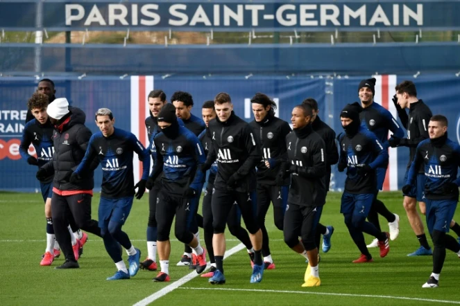 Les joueurs du PSG, lors d'un entraînement à Saint-Germain-en-Laye, le 3 mars 2020