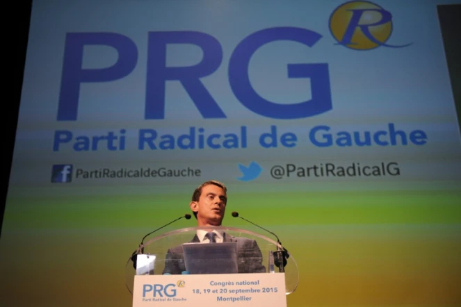 Le Premier ministre Manuel Valls au 100e congrès du Parti Radical de Gauche, le 20 septembre 2015 à Montpellier