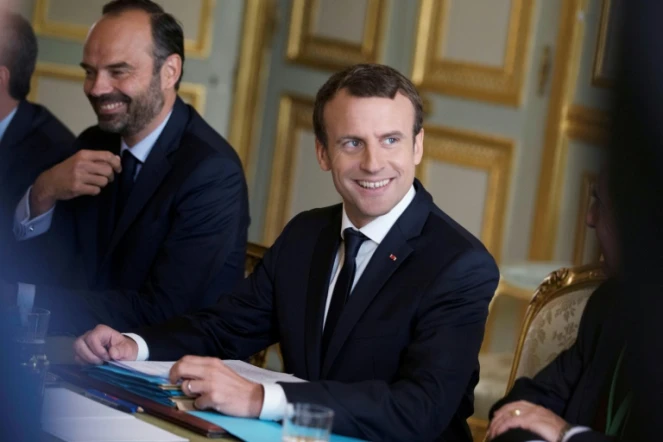 Le président Emmanuel Macron et le Premier ministre Edouard Philippe au Palais de l'Elysée, le 13 juillet 2017