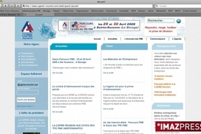 La page d'accueil du site internet de la CGPME