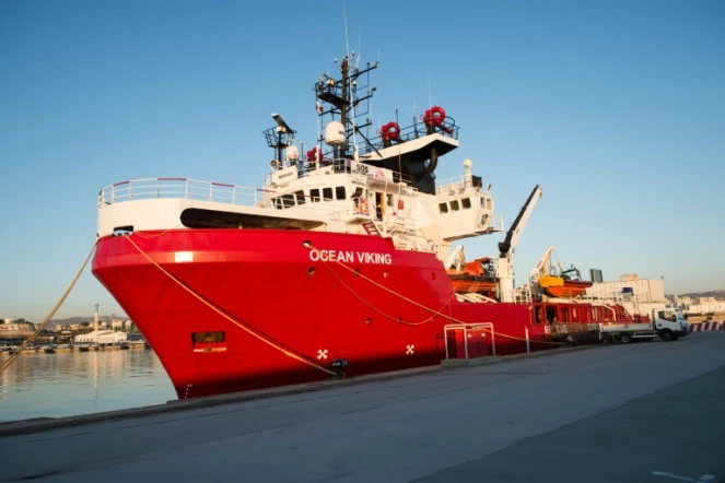 Le bateau humanitaire Ocean Viking affrêté par les ONG Médecins sans Frontières et SOS Méditerranée, le 4 août 2019 à Marseille