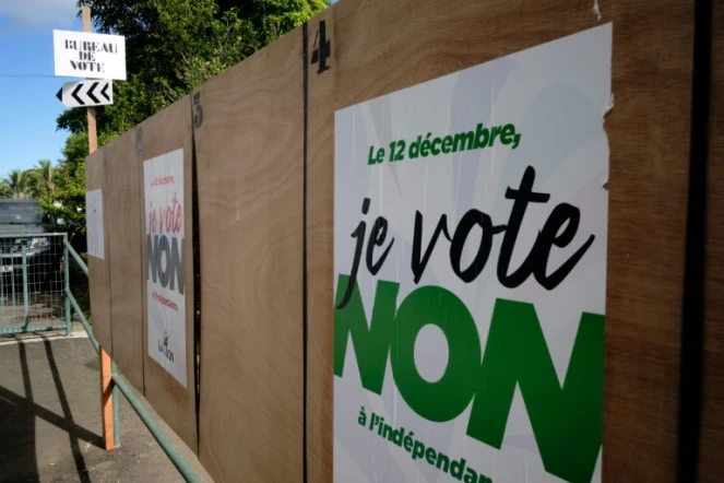 Des affiches électorales appelant à voter "non" au référendum, le 10 décembre 2021 à Nouméa, en Nouvelle-Calédonie