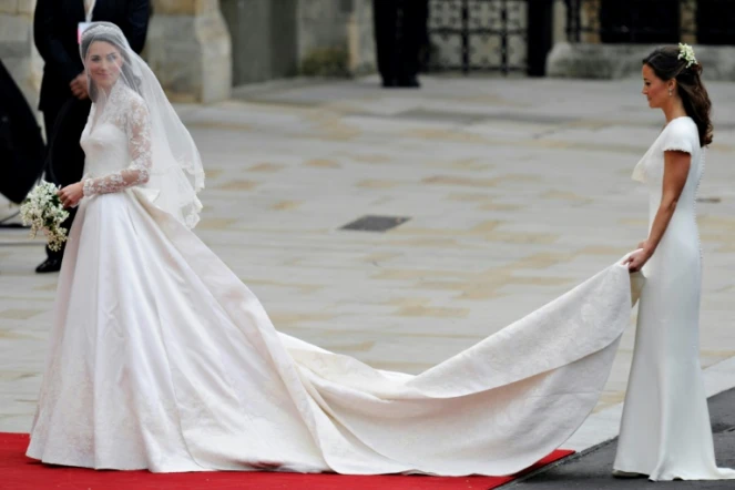 Kate Middleton et sa soeur Pippa lors de son mariage avec le prince William, le 29 avril 2011 à Londres