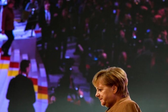 La chancelière allemande Angela Merkel au centre de congrès Hamburg Messe à Hambourg, en Allemagne, le 6 décembre 2018