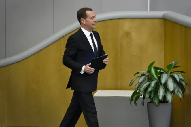 Le Premier ministre russe Dmitri Medvedev à la Douma, chambre basse du Parlement russe, à Moscou, le 19 avril 2016