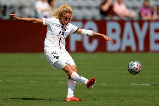 Kheira Hamraoui sous le maillot du Paris Saint-Germain contre les Chicago Red Stars à Louisville, aux Etats-Unis, le 21 août 2021