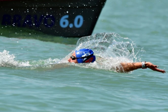 La Française Aurélie Muller lors du 5 km en eau Libreaux Mondiaux de natation, le 19 juillet 2017 à Balatonfüred en Hongrie