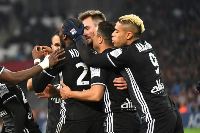 Les Lyonnais vainqueurs du choc de Ligue 1 face à Marseille, le 18 mars 2018 au Vélodrome 