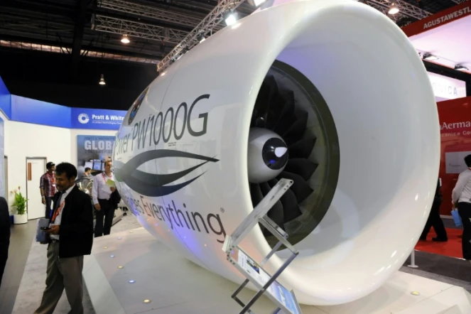 Un moteur PurePower PW1100G-JM de Pratt & Whitney à Singapour, le 15 février 2012