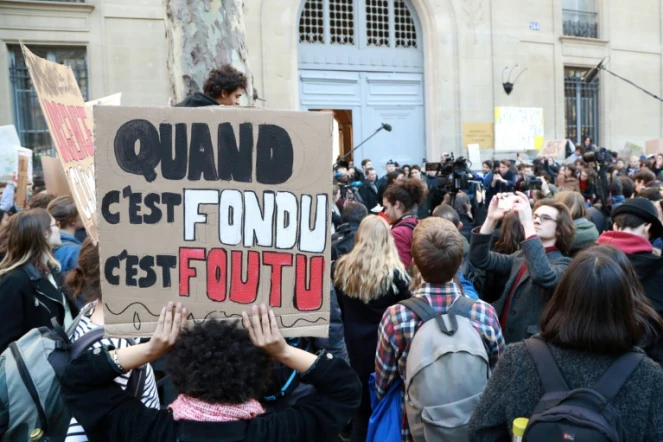 Manifestation de jeunes devant le ministère de la Transition écologique à Paris, le 15 février 2019