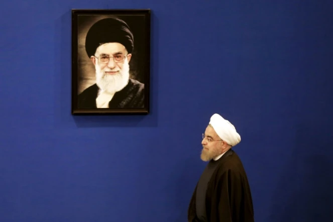 Le président Hassan Rohani lors du premier anniversaire de l'entrée en vigueur de l'accord nucléaire le 17 janvier 2017 à Téhéran