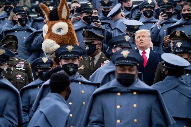 Le président américain Donald Trump au Michie Stadium, à West Point, New York, le 12 décembre 2020