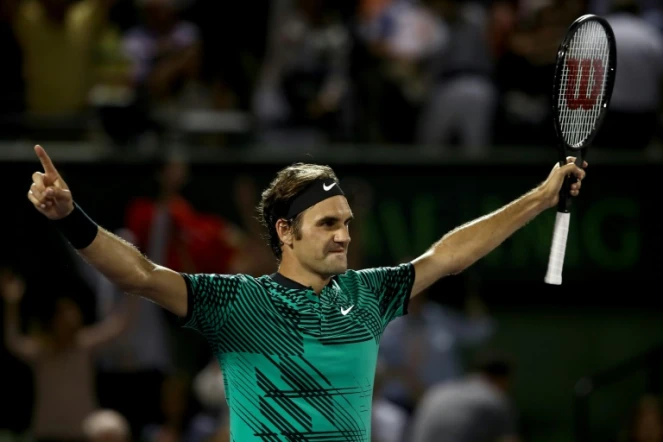 Federer qualifié pour la finale du Masters 1000 de Miami en battant l'Australien Nick Kyrgios, le 31 mars à Key Biscayne