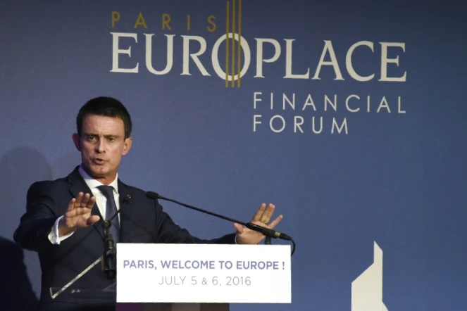 Le Premier ministre français Manuel Valls lors des rencontres financières "Paris Europlace", le 6 juillet 2016 à Paris 