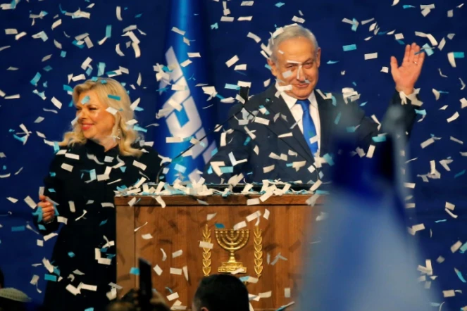 Le Premier ministre israélien Benjamin Netanyahu et sa femme Sara Netanyahu, à Tel Aviv, le 3 mars 2020
