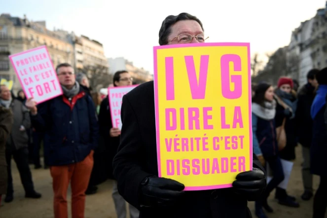 Manifestation contre l'avortement et contre le délit d'entrave visant certains sites d'information sur l'IVG, à Paris le 22 janvier 2017