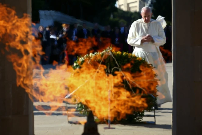 Le pape François lors d'une cérémonie à Bakou en Azerbaïdjan, le 2 octobre 2016