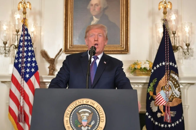 Le président Donald Trump s'adresse à la nation pour annoncer une opération militaire en cours en Syrie, le 13 avril 2018 à Washington