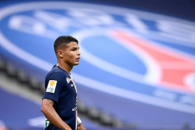 Le capitaine du Paris SG Thiago Silva durant la finale de la Coupe de la Ligue contre Lyon le 31 juillet au Stade de France