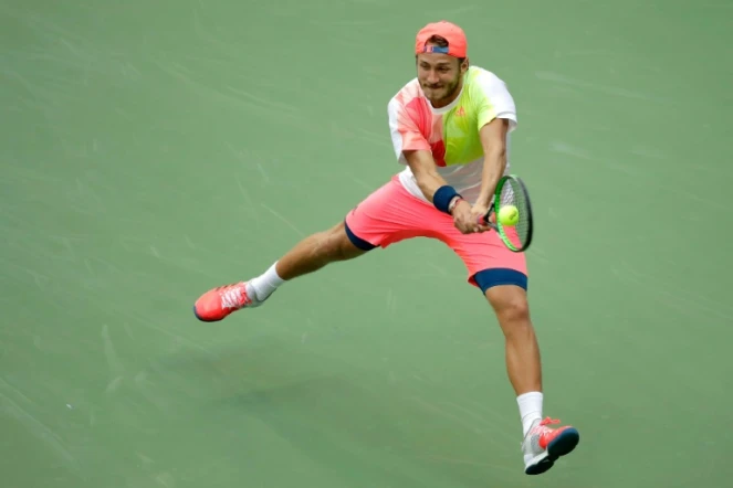 Lucas Pouille face à Rafael Nadal en 8e de finale de l'US Open, le 4 septembre 2016 à New York