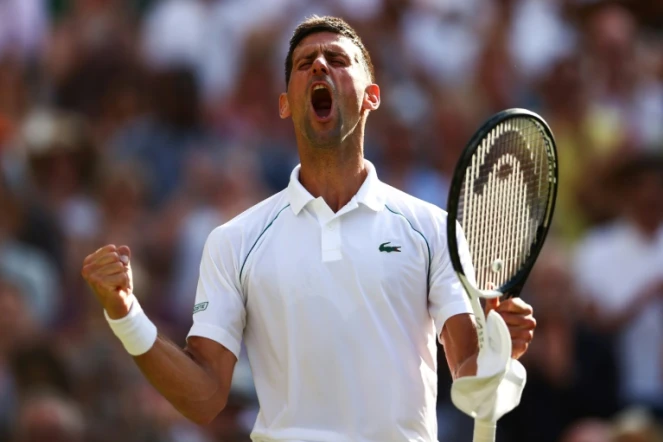 Le Serbe Novak Djokovic vainqueur du Britannique Cameron Norrie en demi-finale de Wimbledon, le 8 juillet 2023