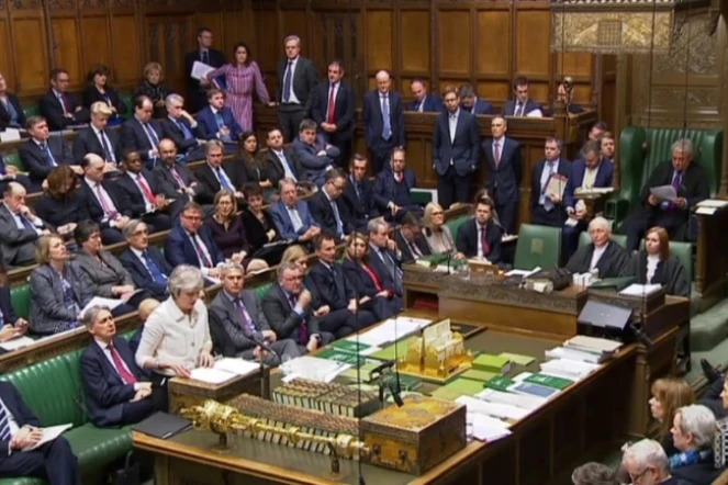 La Première ministre britannique Theresa May devant les députés, le 14 janvier 2019 à Londres (capture d'écran/ AFP Photo/PRU)
