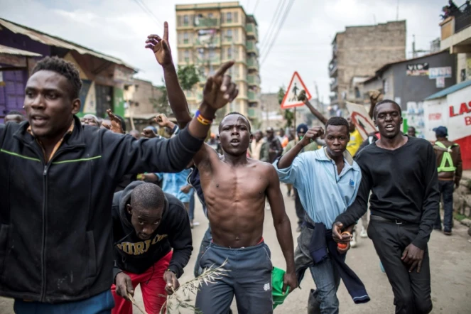 Des partisans de l'opposition kényane manifestent à Nairobi, le 9 août 2017