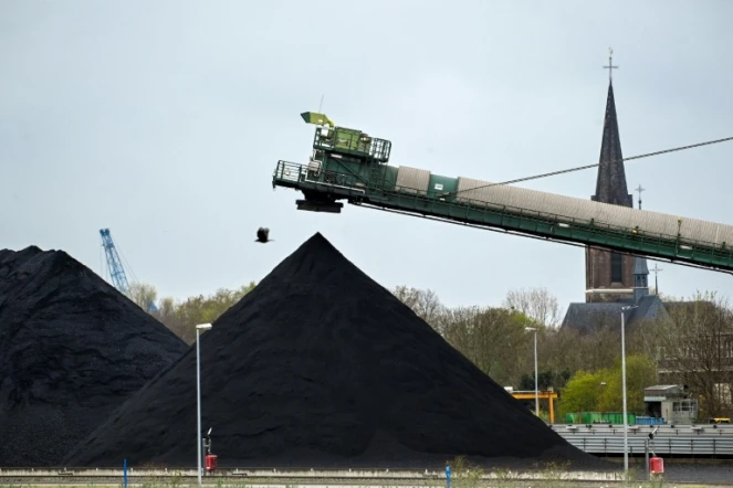 Des tas de houille stockées près de la centrale à charbon Steag à Duisbourg, dans l'ouest de l'Allemagne