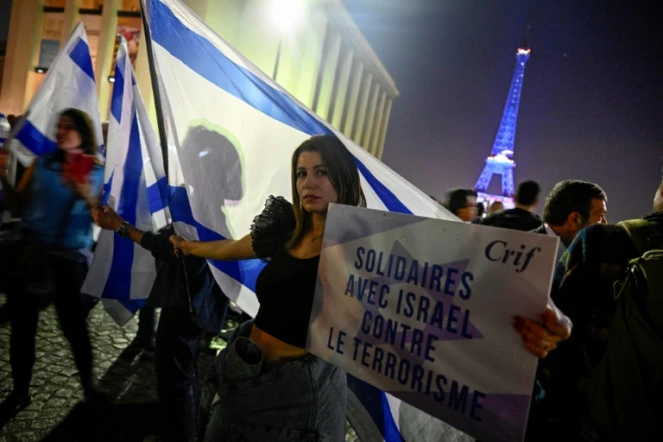Rassemblement en solidarité avec Israël, place du Trocadéro à Paris, le 9 octobre 2023
